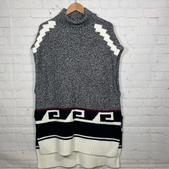 Ann Taylor Loft Sweater Medium Aztec Southwestern Sleeveless Turtleneck NWT - Picture 1 of 15